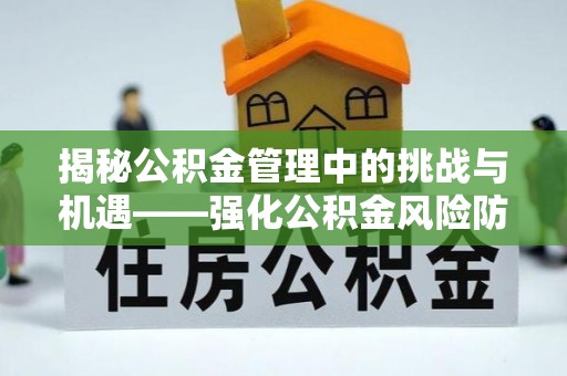 惠安揭秘公积金管理中的挑战与机遇——强化公积金风险防控的多维策略